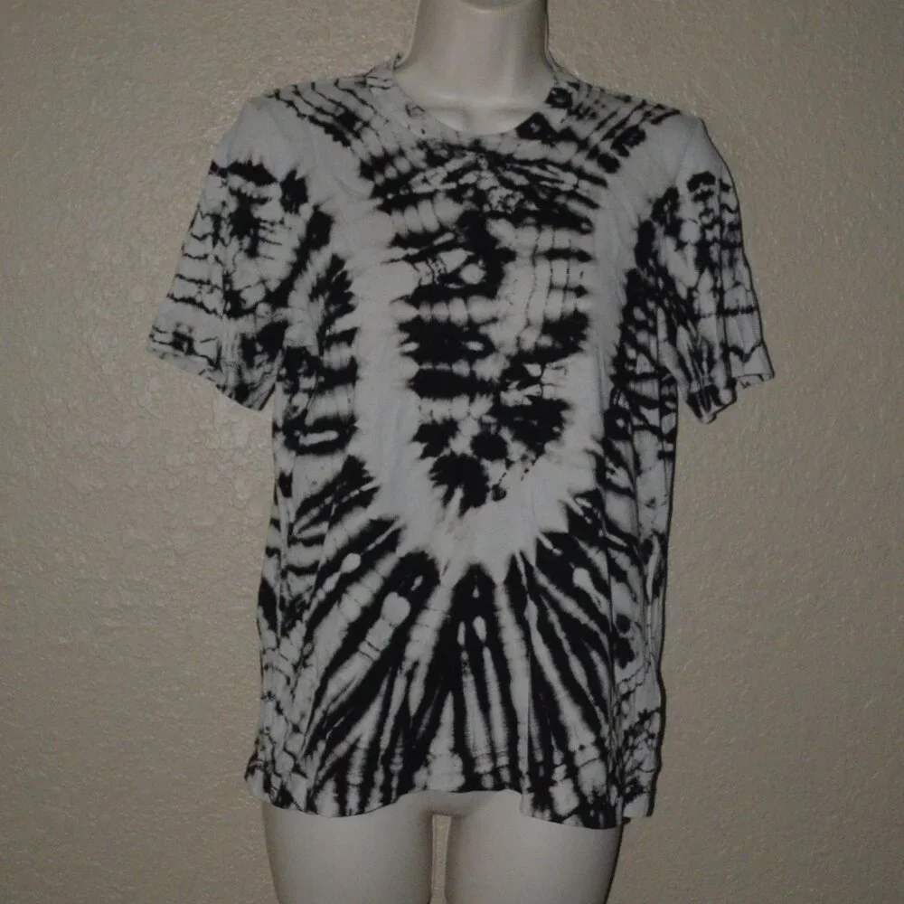 NWT $150 Raquel Allegra Black White Tie Dye Boy Tee T-Shirt - Picture 2 of 8